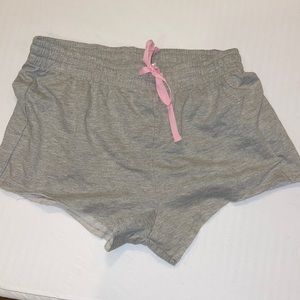 MTV pj cut off shorts 80% cotton gray‎ with a pink bow size medium NWT